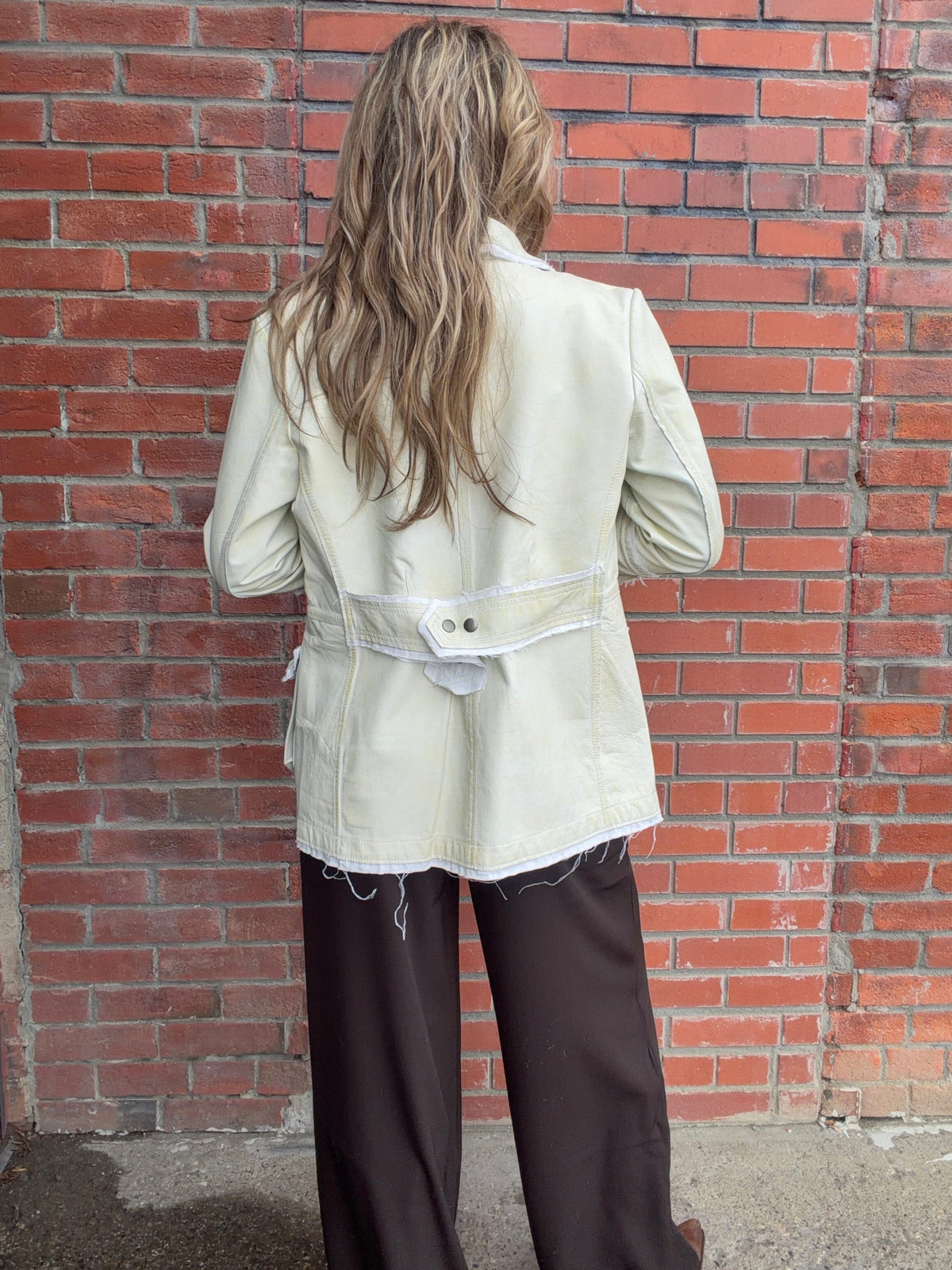 Dove Grey Distressed Leather Jacket - 590JD