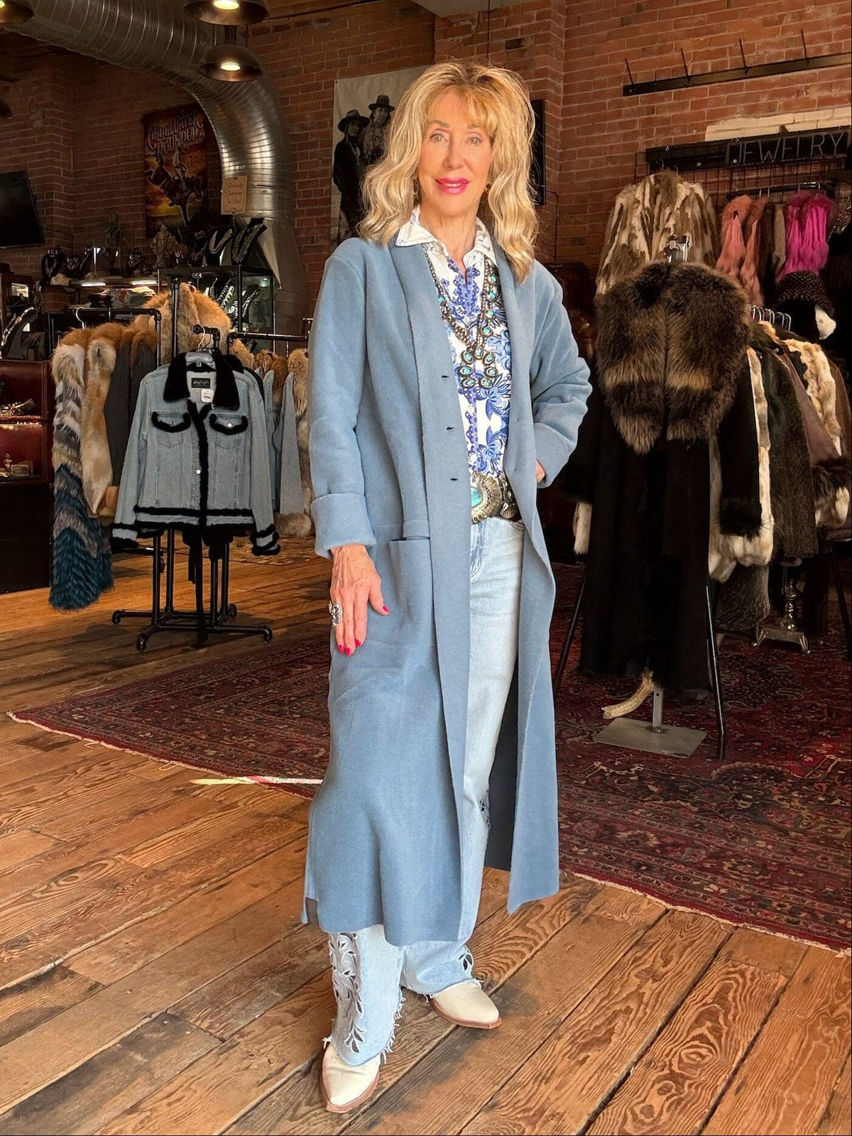 Dusty Blue Fleece Duster - 7162DB