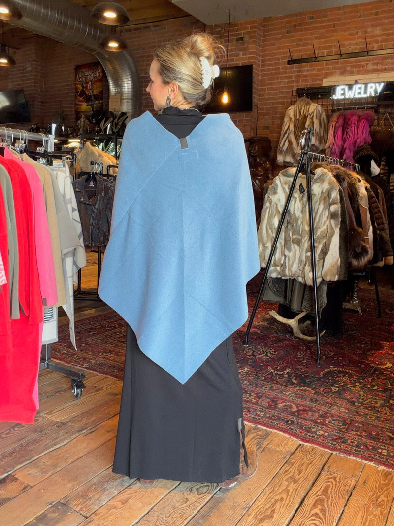 Dusty Blue Fleece Poncho - Henriette Steffensen - 4026DB