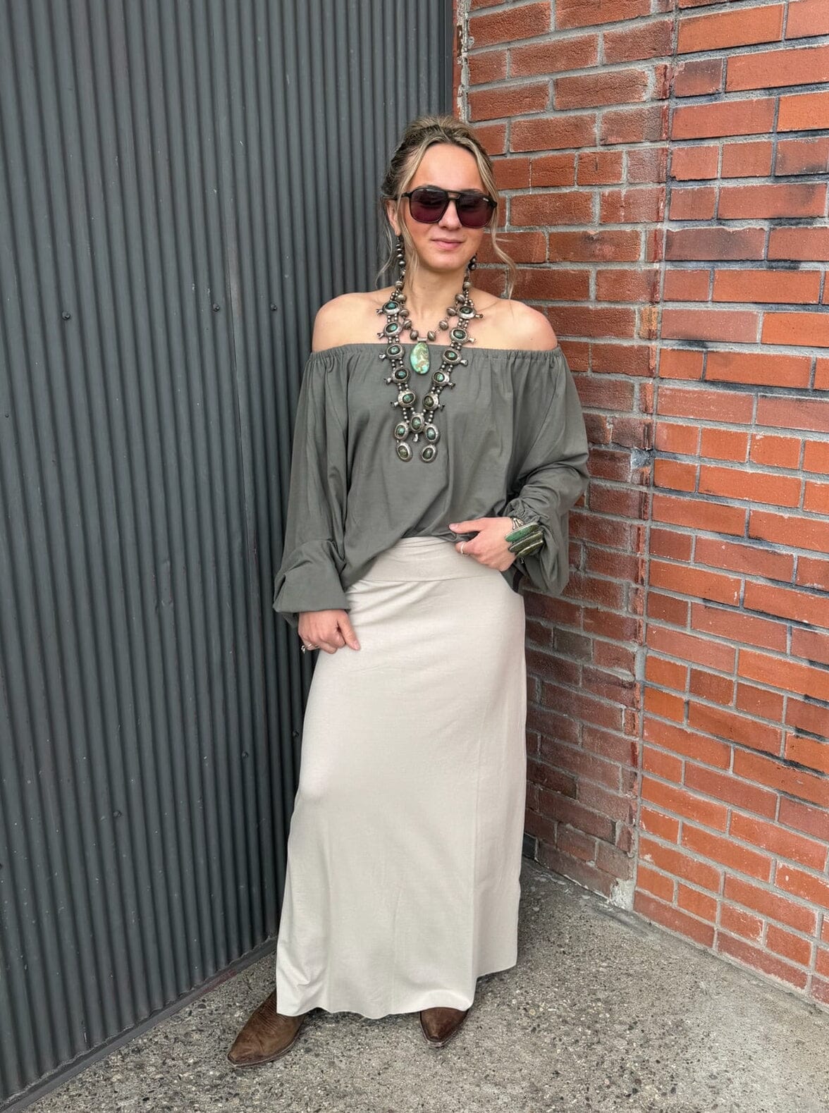 Dusty Green All Day Blouse - Henriette Steffensen - 96104G