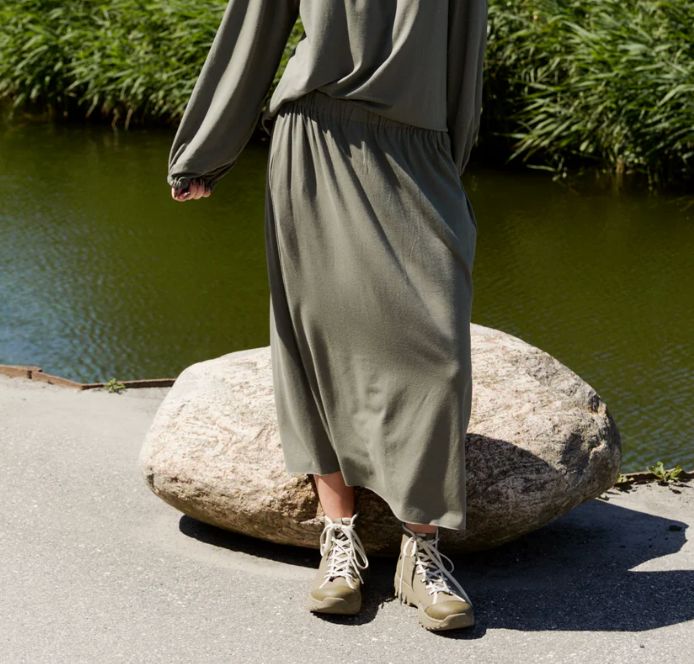 Dusty Green Jersey Pocket Skirt - Henriette Steffensen - 98065G