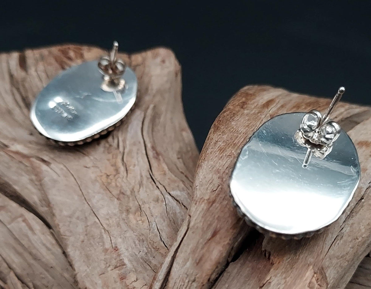 Earrings, Black Jack Turquoise &amp; Sterling Posts - ESW108