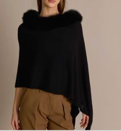 Ebony Cashmere/Fox Trimmed Poncho
