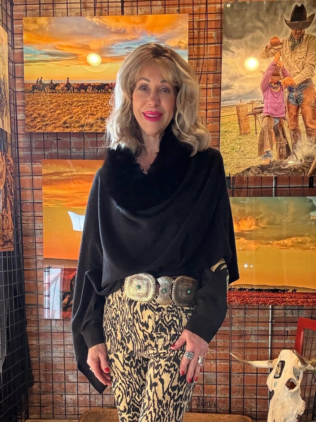 Ebony Cashmere/Fox Trimmed Poncho