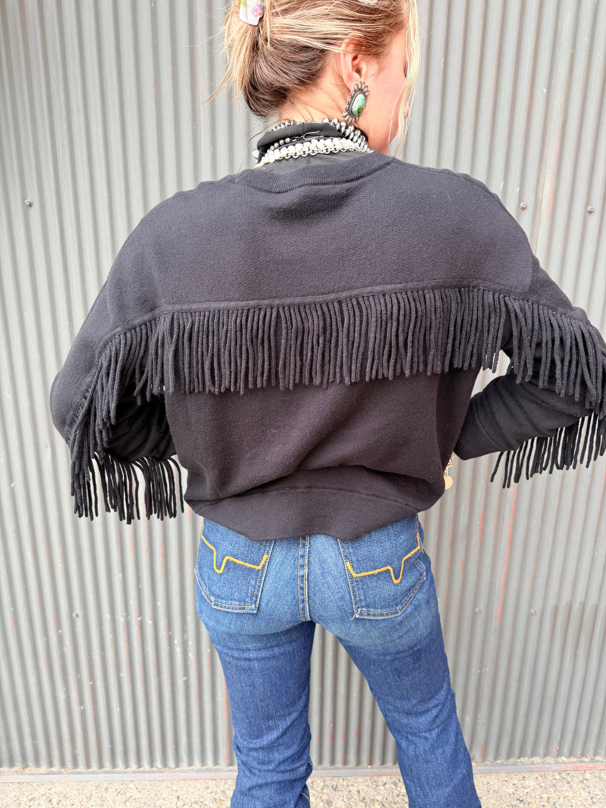 Ebony Cheyenne Fringed Sweater - 2571E