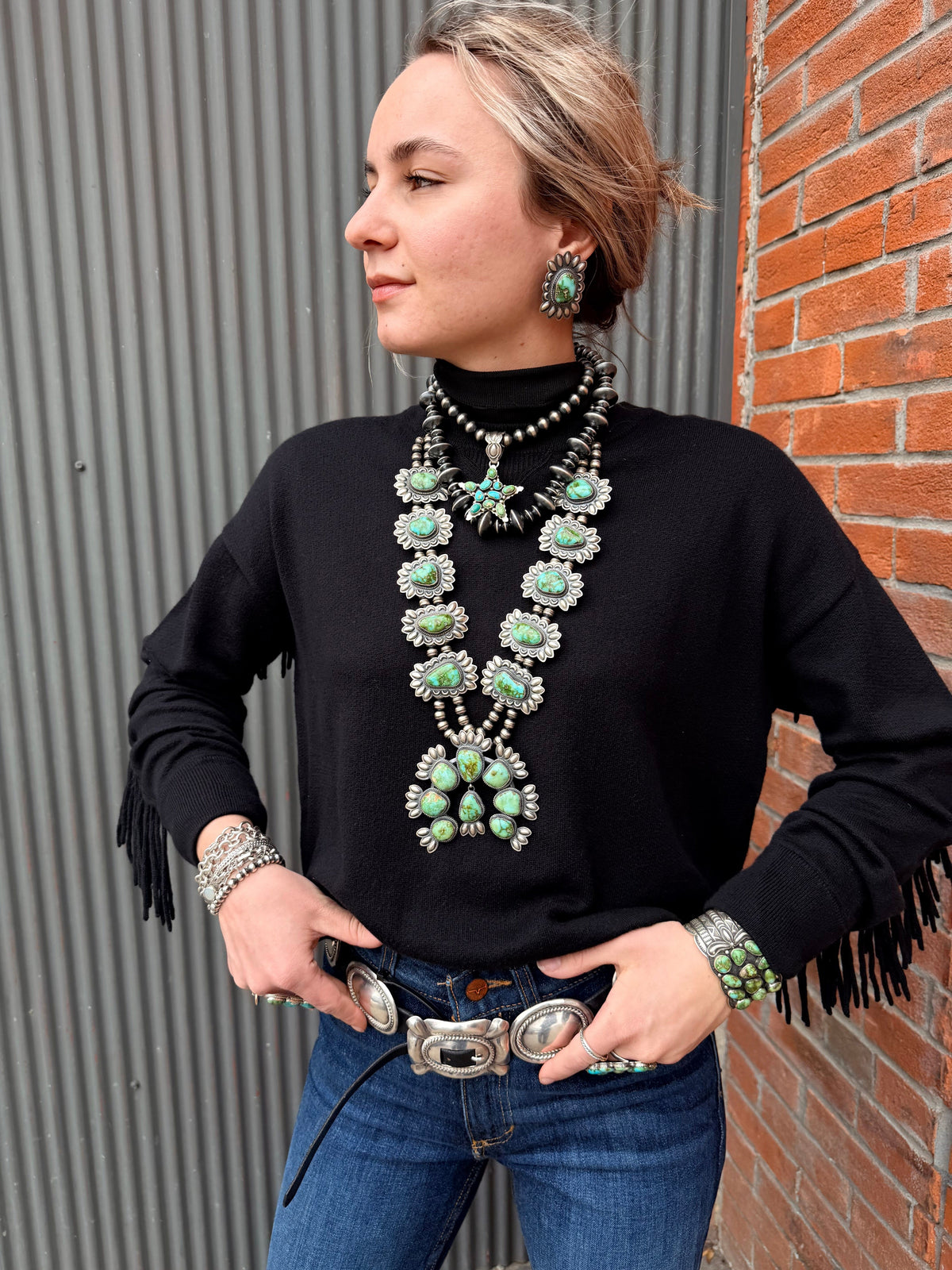 Ebony Cheyenne Fringed Sweater - 2571E