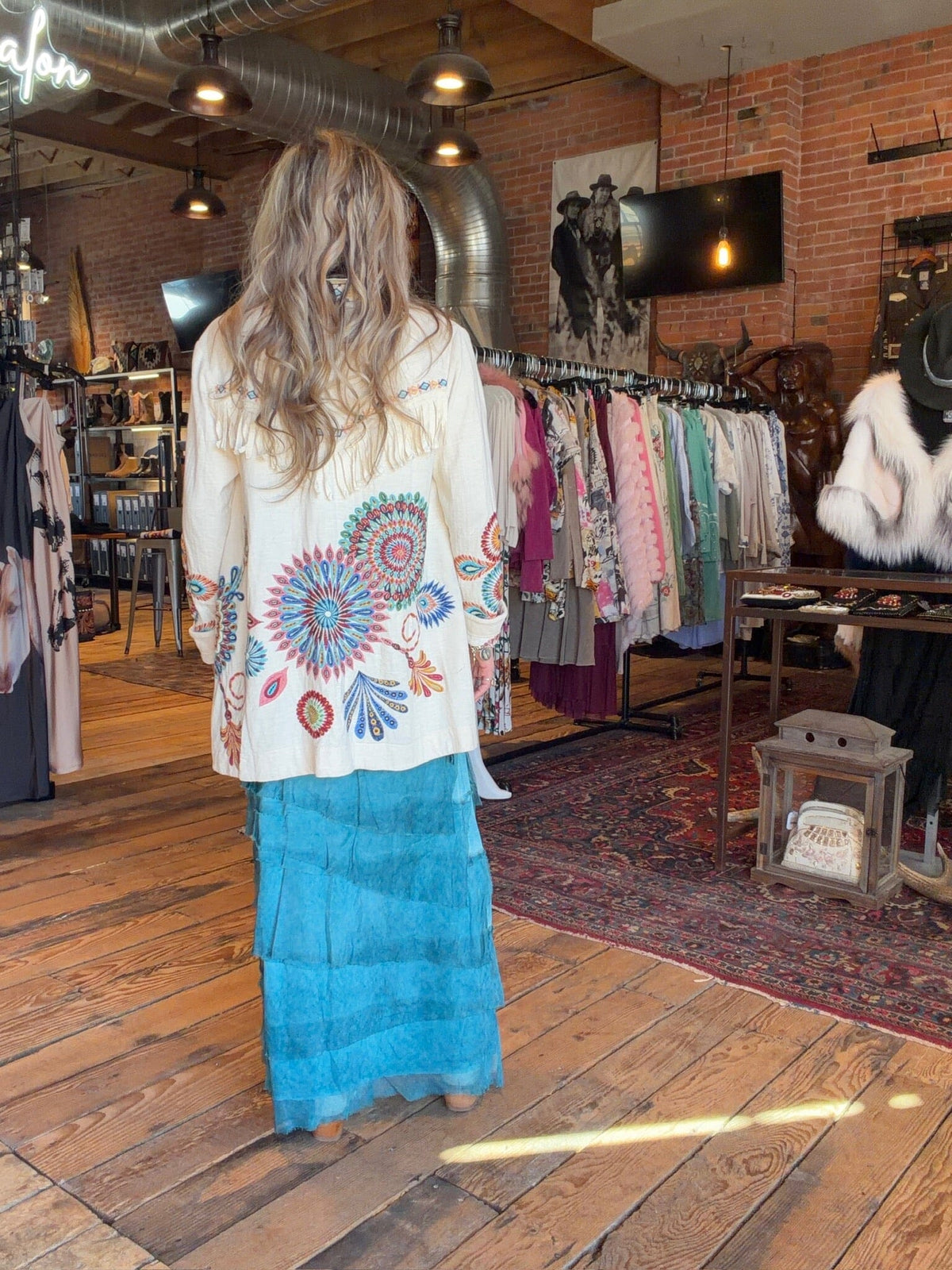Ecru Knit Embroidered Jacket - Johnny Was - C57526