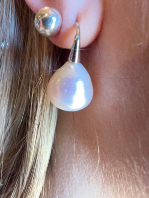 Edison Pearl/Silver Drop Earrings - GP314-01S
