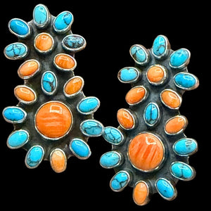 Egyptian Turquoise / Spiny Oyster Earrings - EPD4