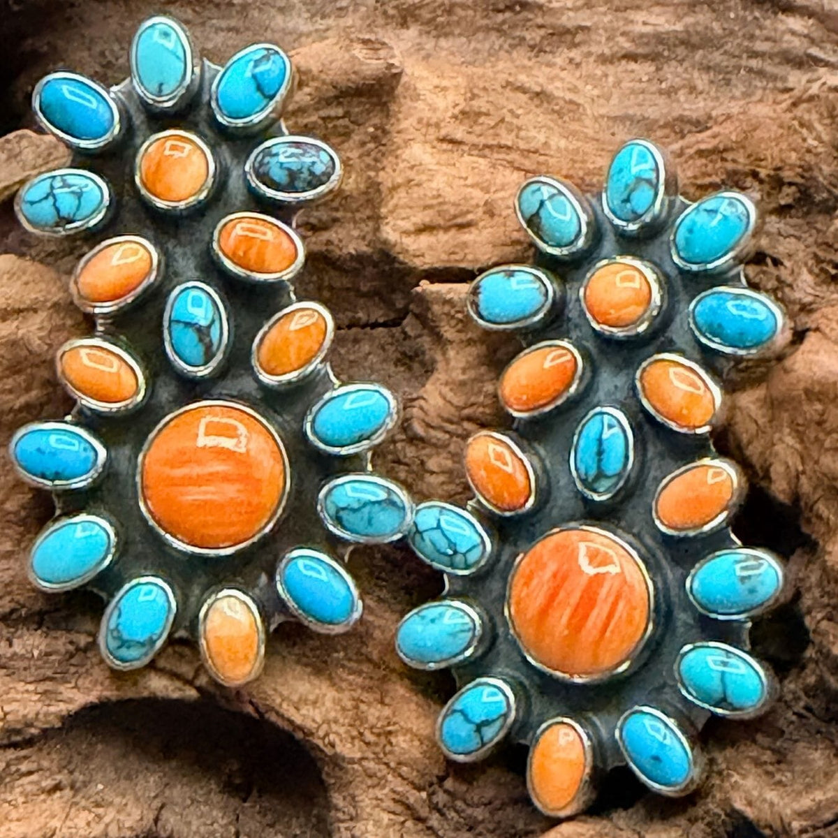 Egyptian Turquoise / Spiny Oyster Earrings - EPD4