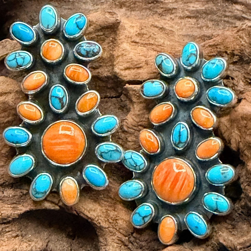 Egyptian Turquoise / Spiny Oyster Earrings - EPD4