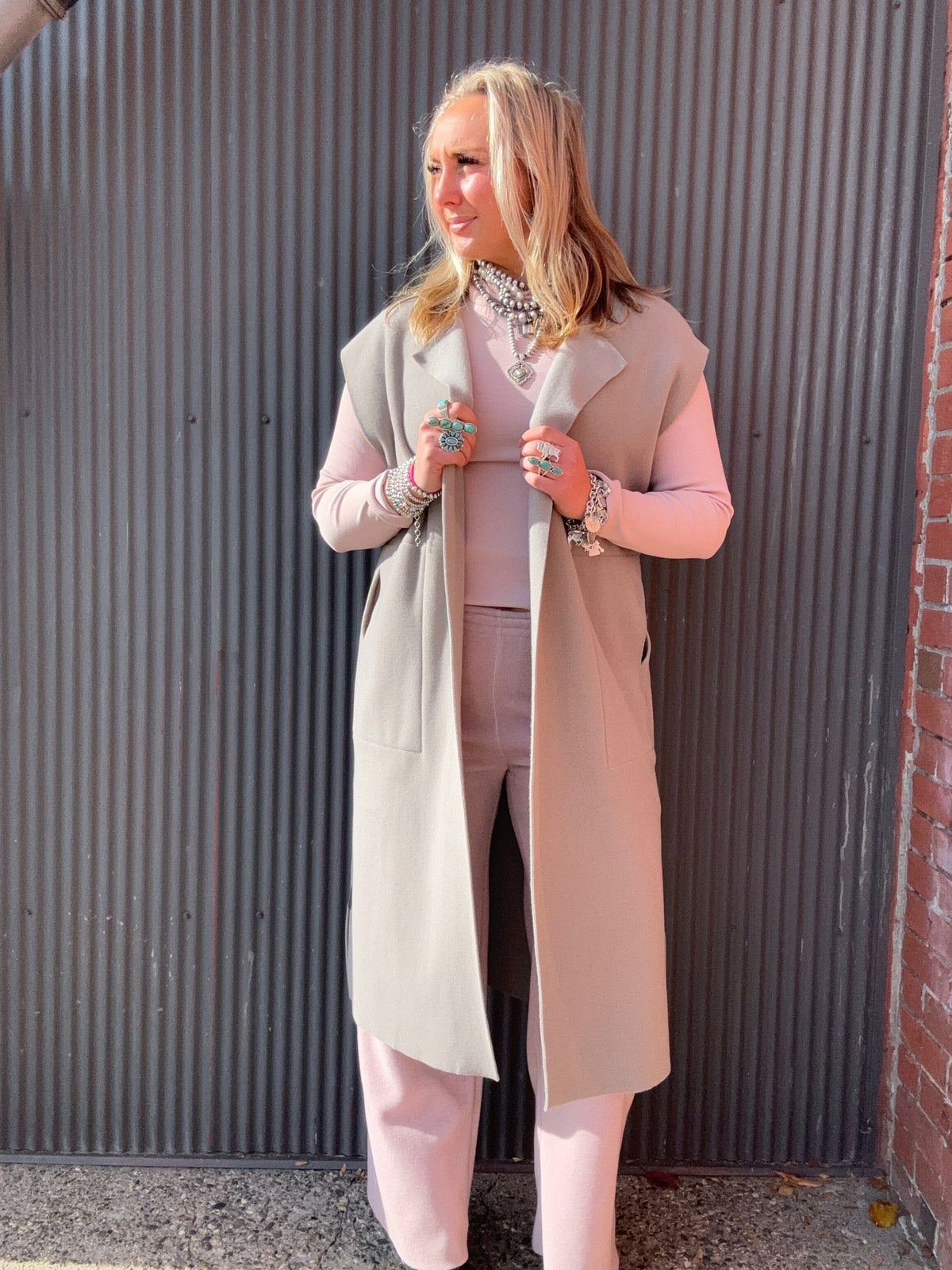 Elephant Grey Fleece Long Vest - Henriette Steffensen - 7169E