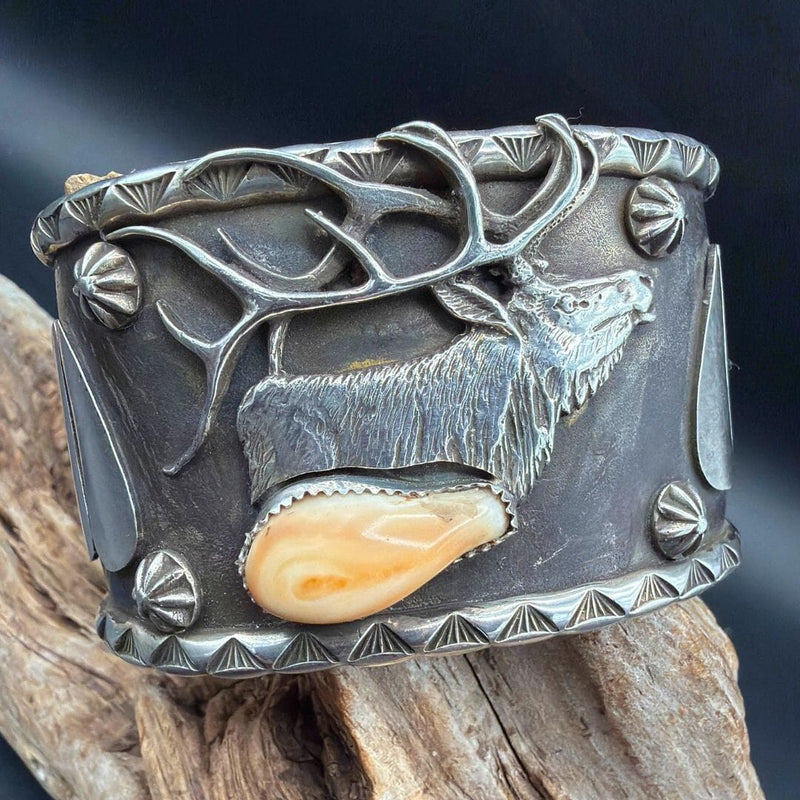 Elk Ivory and Sterling Cuff - CGE9