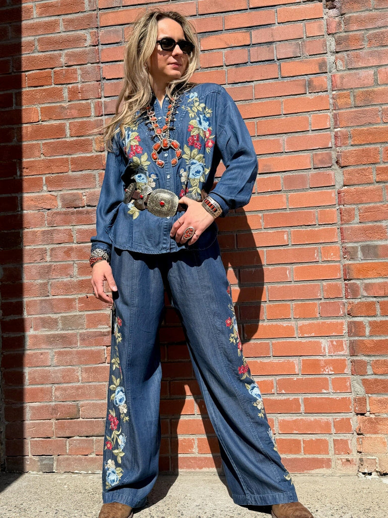 Embroidered Denim Shirt - Johnny Was - W18426