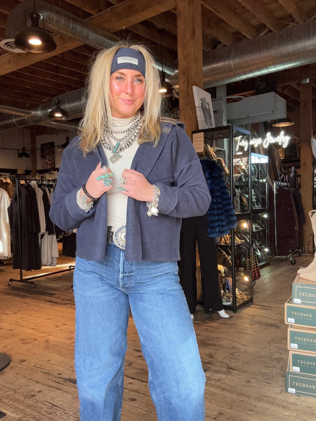 Evening Blue Sporty Cardigan - Henriette Steffensen - 7158EB