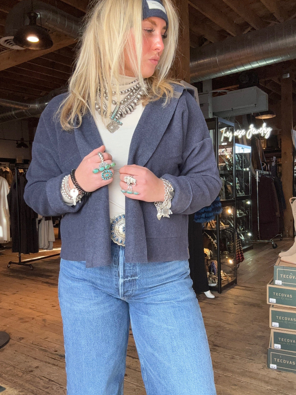 Evening Blue Sporty Cardigan - Henriette Steffensen - 7158EB