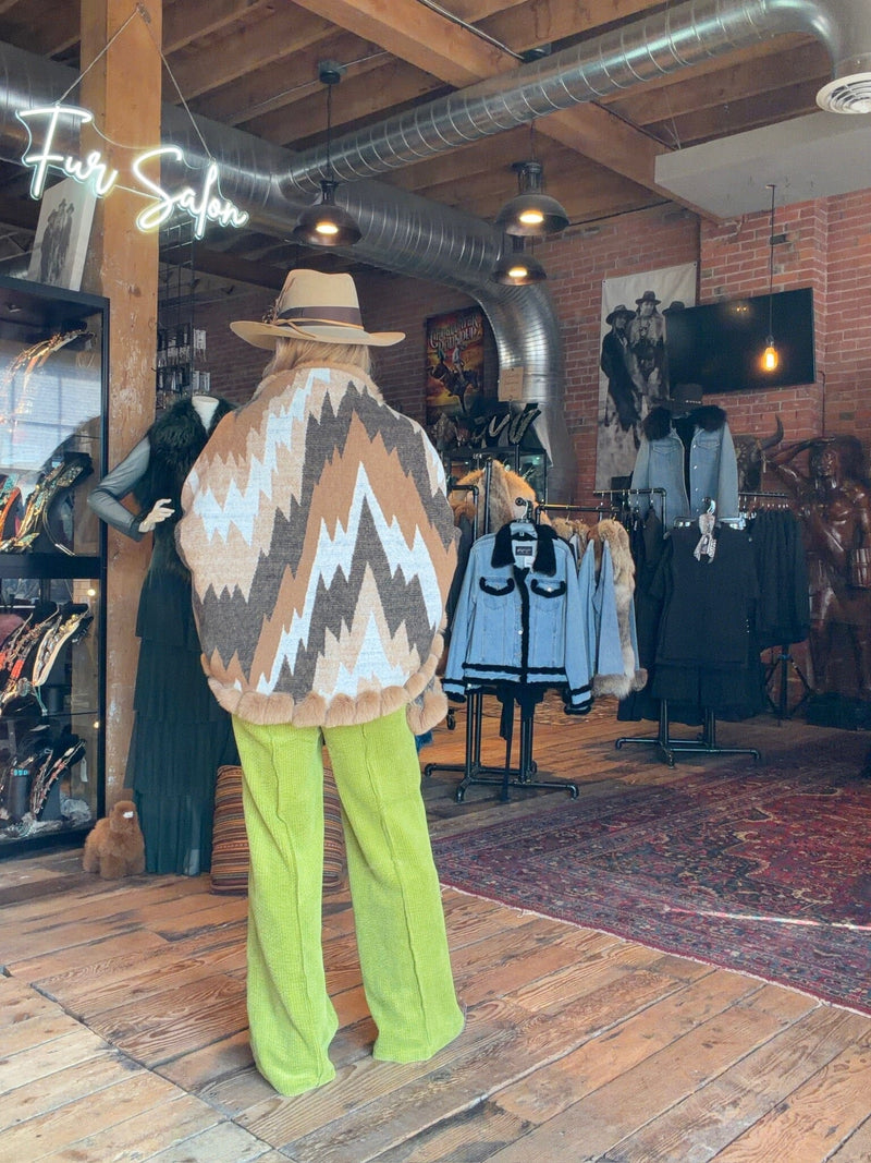 Faux Fur Aztec Wrap - F24063-OS