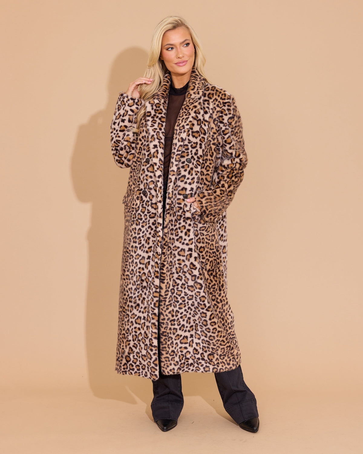 Faux Fur leopard Coat - 36229