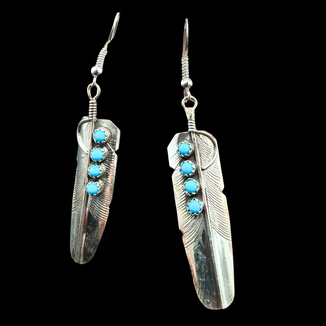 Feather Earrings W/ Kingman Dot - EITG7