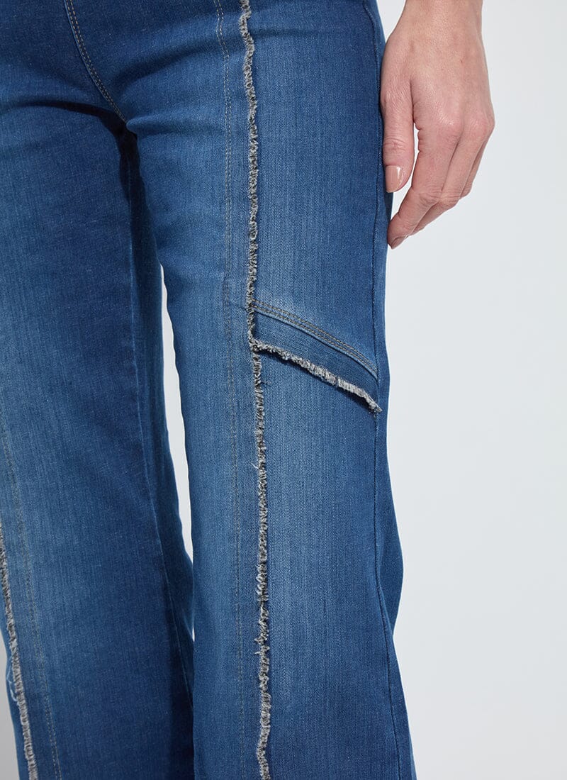 Felicity Fringe Wide Leg Denim Trouser - Lt. Indigo - LY3740