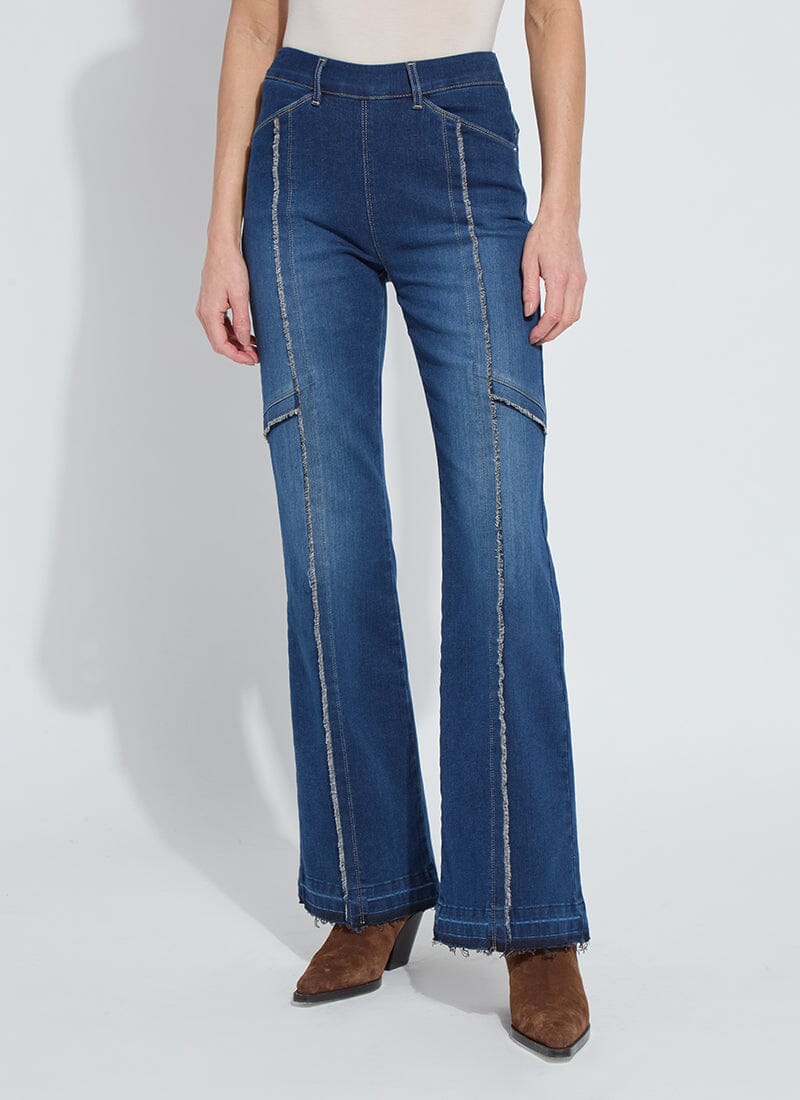 Felicity Fringe Wide Leg Denim Trouser - Lt. Indigo - LY3740