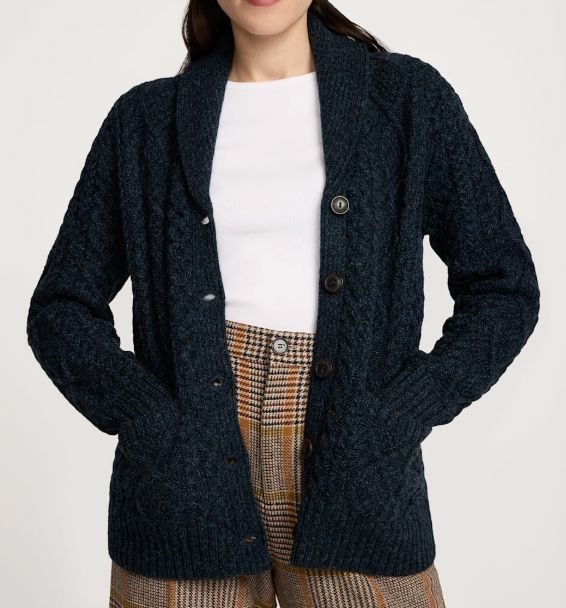 Fishermans Cable Cardigan - Indigo Heather - Pendleton - TC0119B