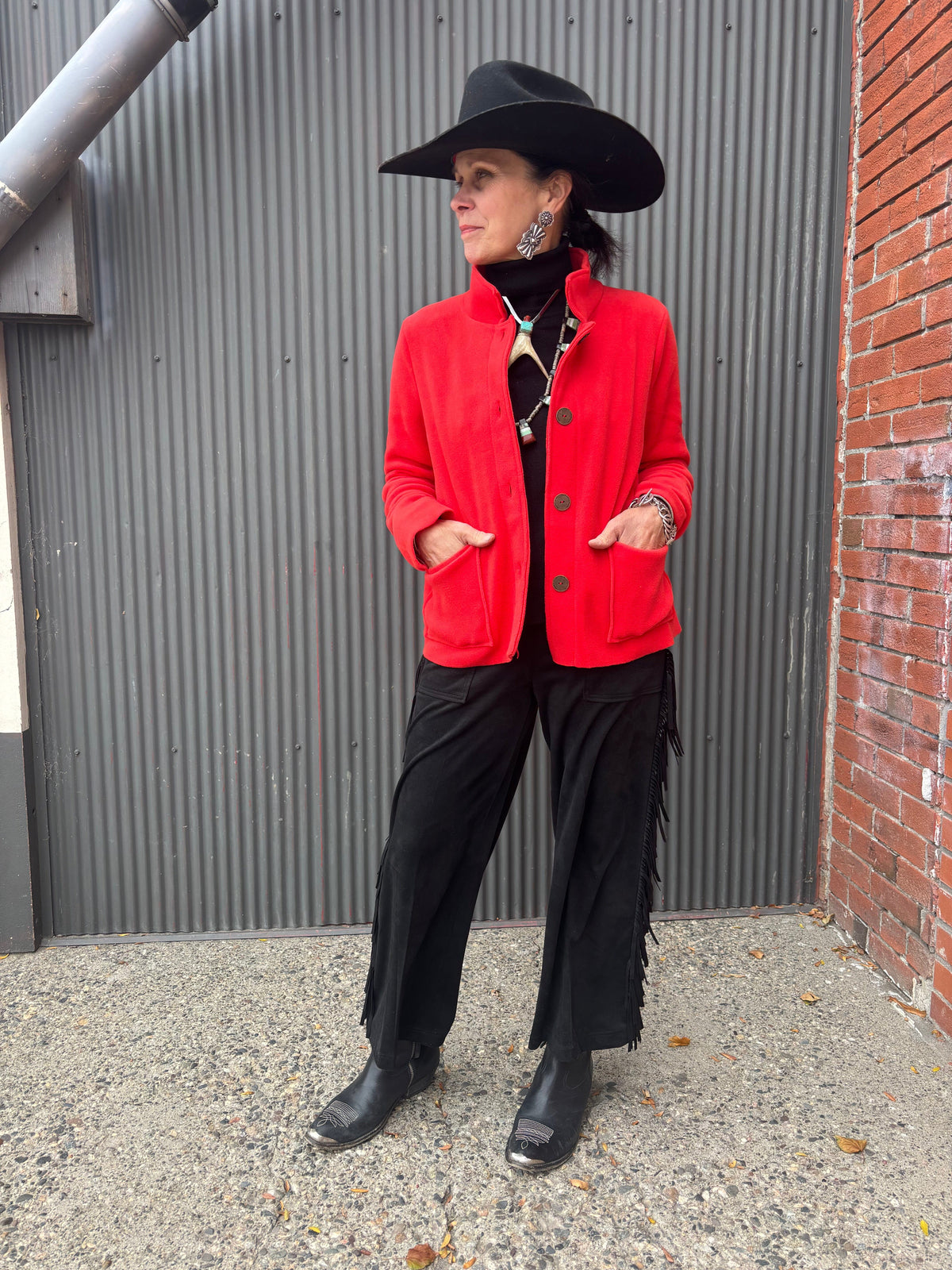 Fleece Cardigan - Tomato - Henriette Steffensen - 7164TM