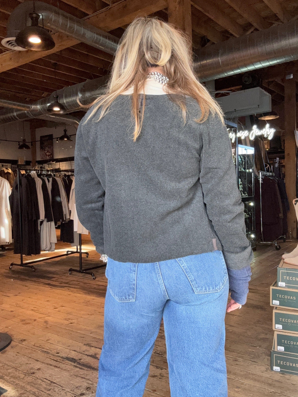 Fleece Short Cardigan - Soft Black - Henriette Steffensen - 7109SB