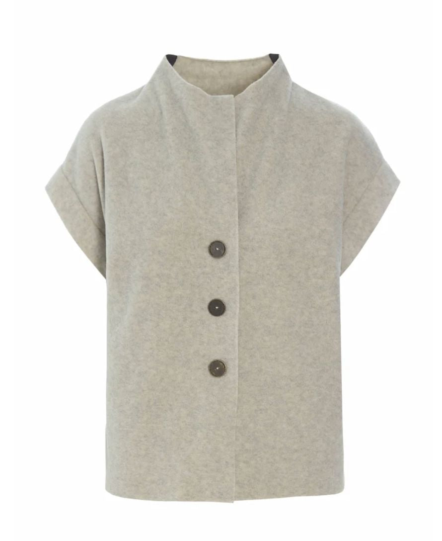 Fleece Short Sleeve Cardi - Sand - Henriette Steffensen -7170S