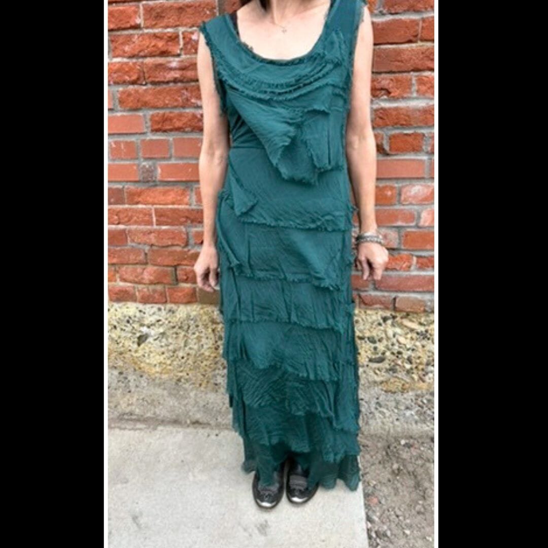 Forest Green Silk Tiered Maxi Dress - DGG2-FG STONE FEATHER ROAD Forest Green Silk Tiered Maxi Dress - DGG2-FG STONE FEATHER ROAD