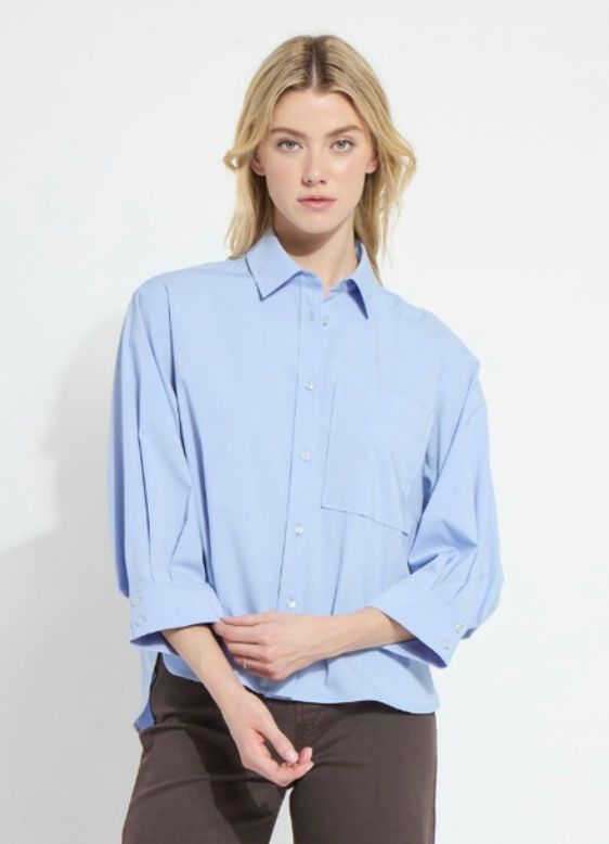 Forget Me Not Blue Oversized Cropped Shirt - LY7441F