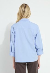 Forget Me Not Blue Oversized Cropped Shirt - LY7441F