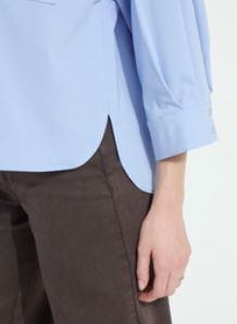 Forget Me Not Blue Oversized Cropped Shirt - LY7441F