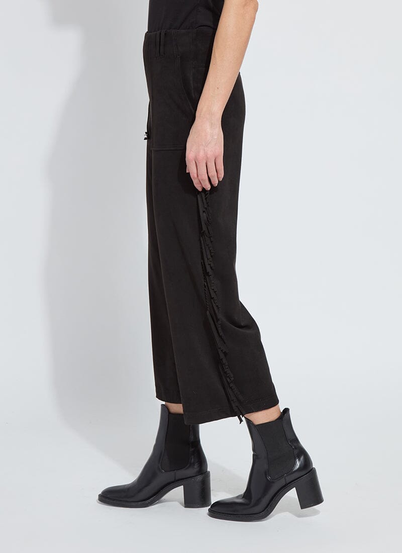 Fringed Faux Suede Black Pant - LY3712