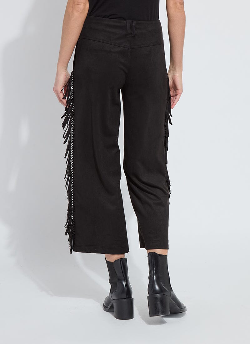 Fringed Faux Suede Black Pant - LY3712