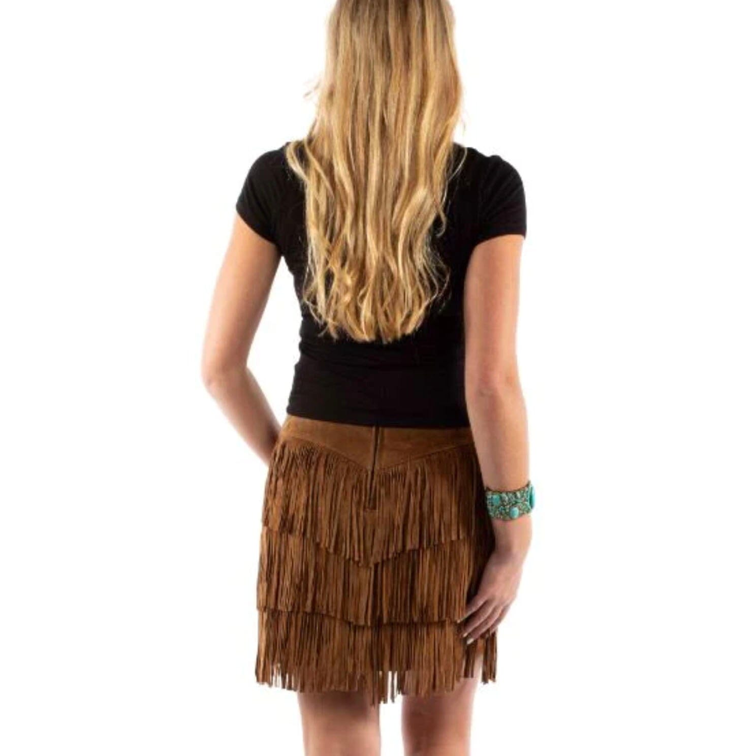 Fringed Suede Skirt - Cinnamon - Scully - KSY6
