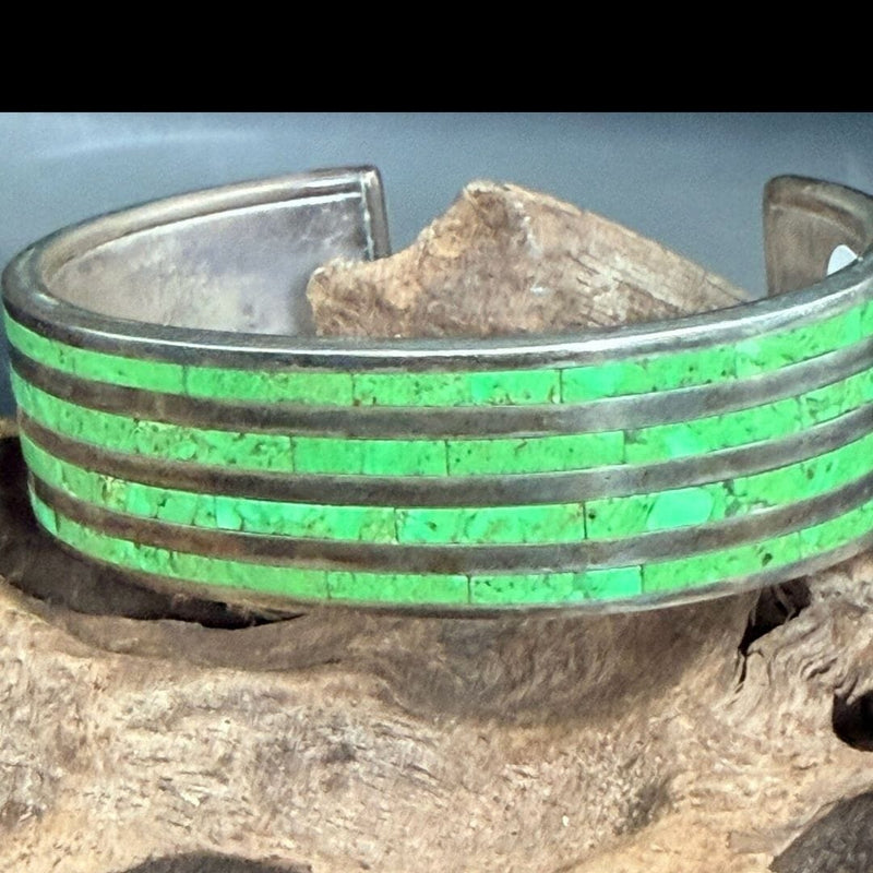 Gaspeite Inlay/Sterling Silver Cuff - Robin Banteah - CMH245