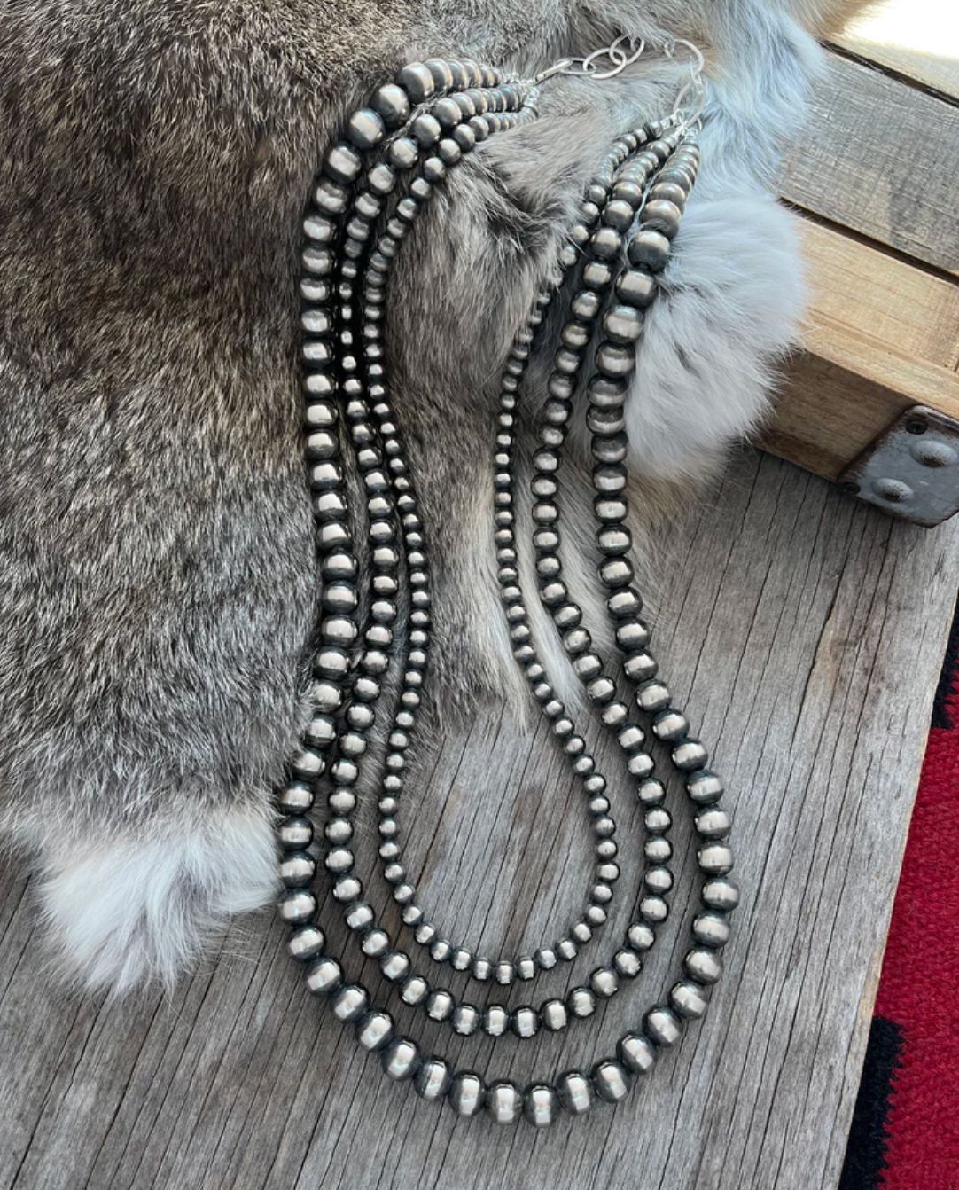 German Silver 3 Strand 18" Necklace-6, 8 & 10mm - GSN3SD18