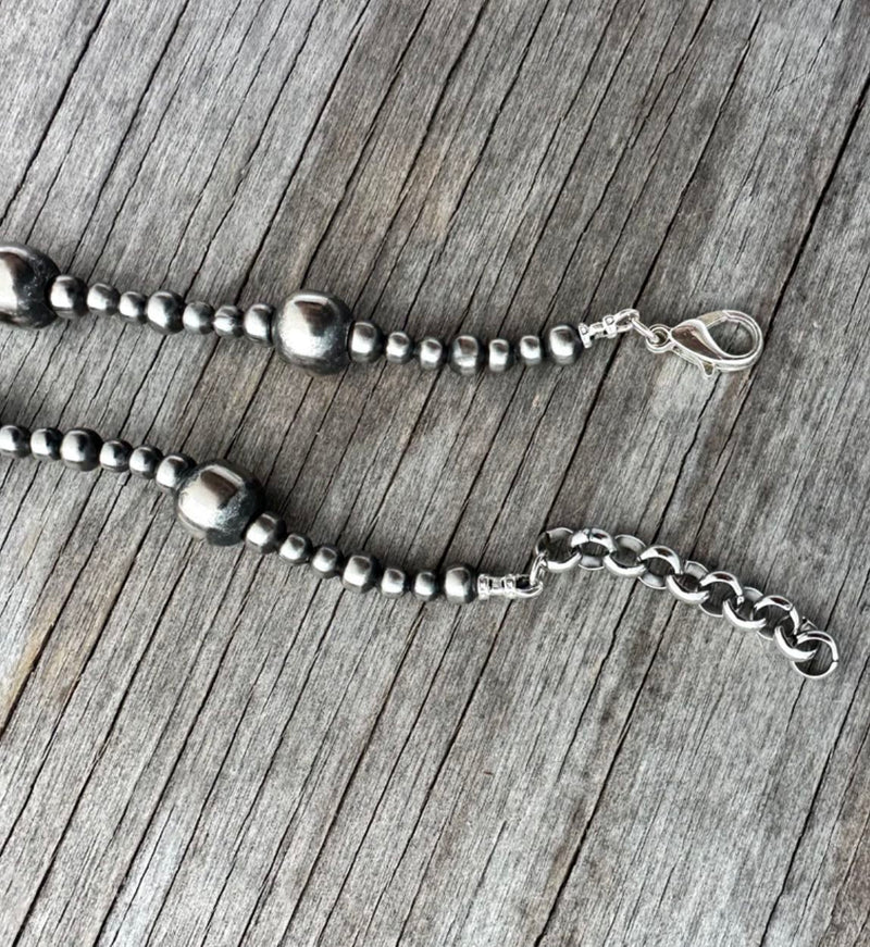 German Silver 4, 5 & 10mm Pearl Necklace - Multiple Lengths - GSN4510
