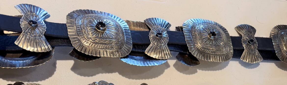 German Silver/Black Dot Concho Belt - BBAR105BK