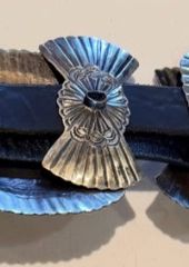 German Silver/Black Dot Concho Belt - BBAR105BK
