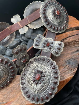 German Silver/Brown Stone/Brown Enamel Belt - BBAR21