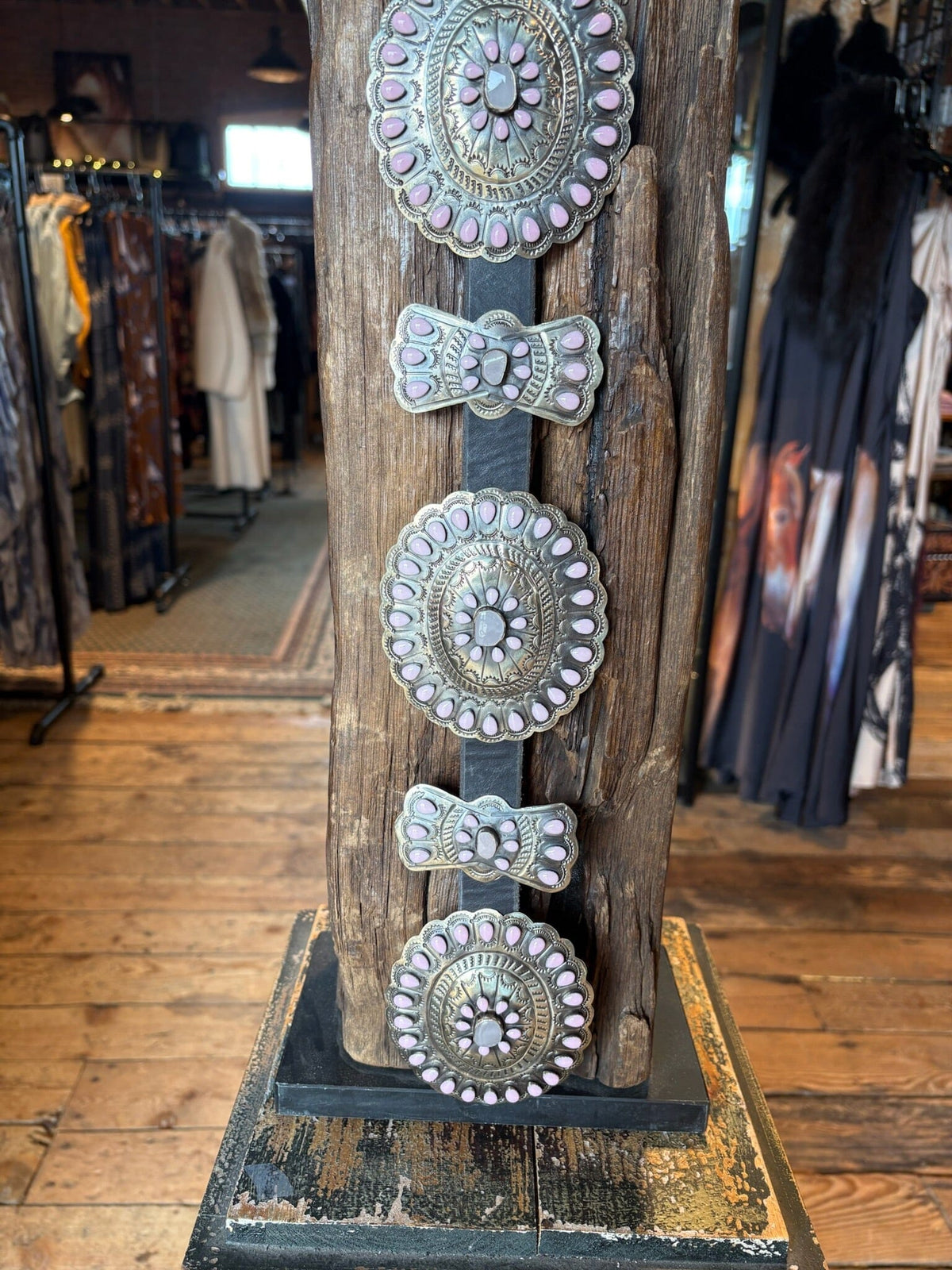 German Sllver / Baby Pink Enamel / Stone Concho Belt - BBAR28