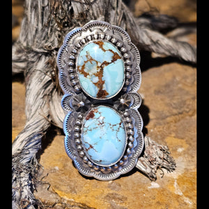 Golden Hills Turquoise 2-Stone Ring - Size 8.75 - RAZ37