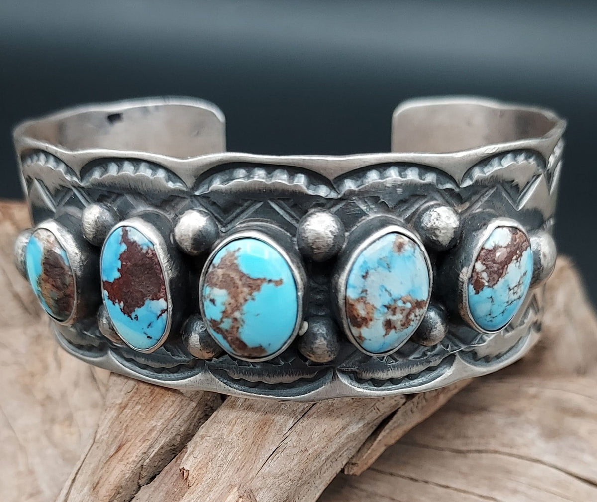 Golden Hills Turquoise 5-Stone Sterling Cuff - CCB89