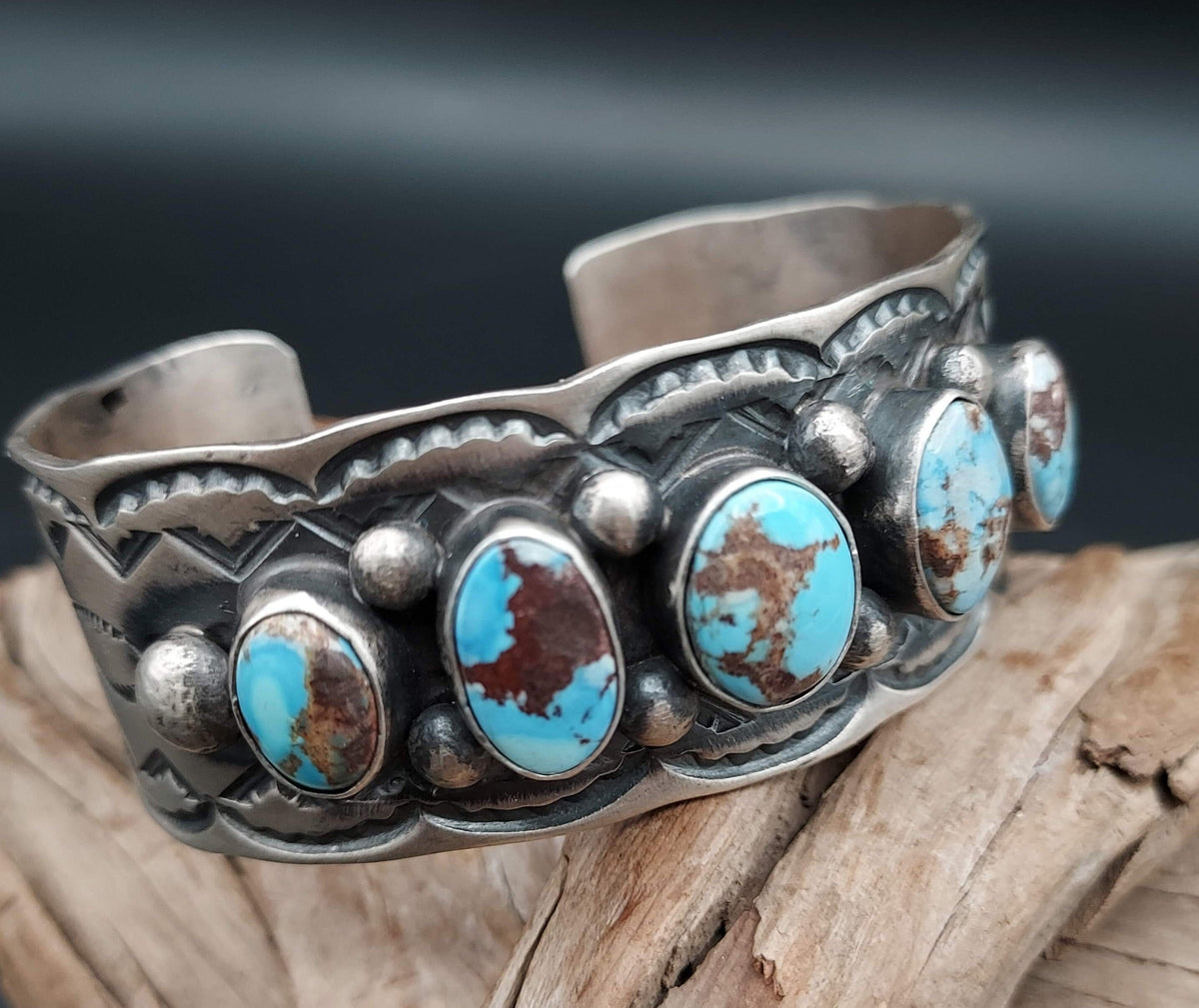 Golden Hills Turquoise 5-Stone Sterling Cuff - CCB89