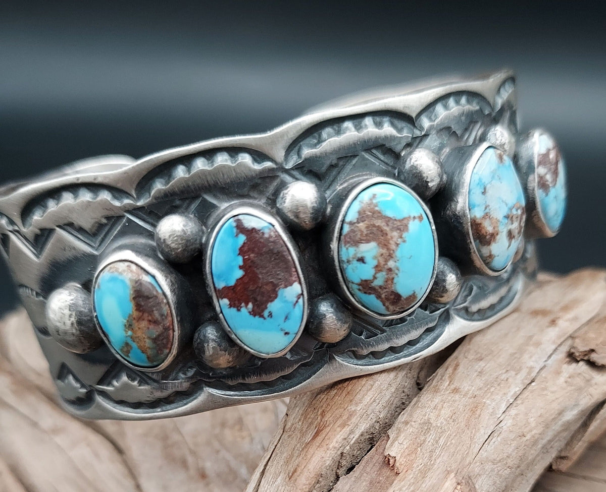Golden Hills Turquoise 5-Stone Sterling Cuff - CCB89