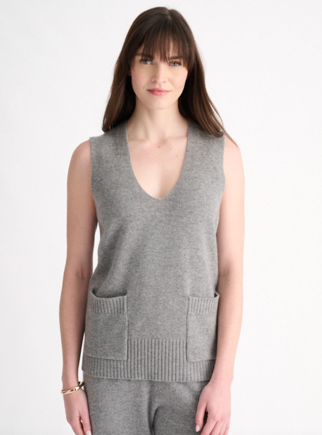 Granite Cashmere 2 Pocket Vest - LFSC6G