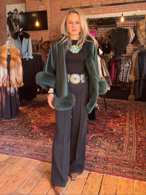 Green Cashmere/Fox Cape - MKC8GR