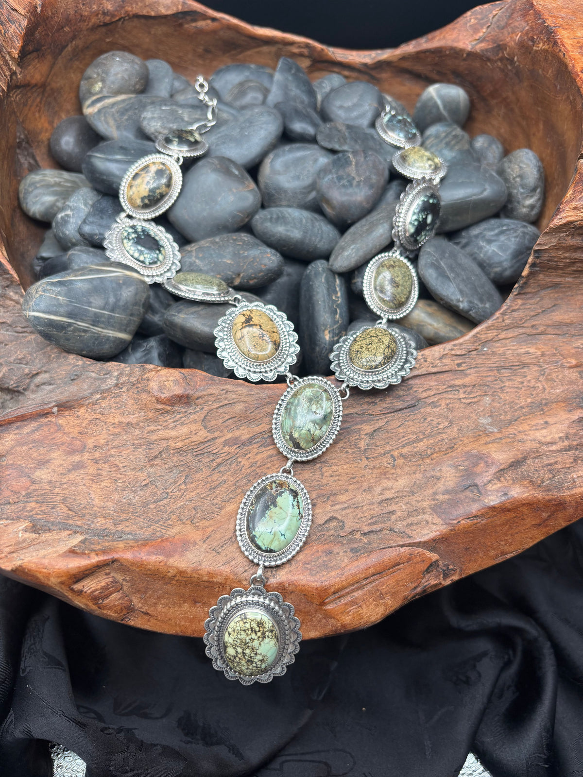 Green Ferocyte/Brown Chalcosiderite Statement Necklace - NSW69